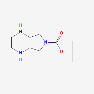 molecular formula C11H21N3O2 B13065220 tert-Butylhexahydro-1H-pyrrolo[3,4-b]pyrazine-6(2H)-carboxylate 