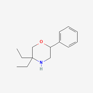 molecular formula C14H21NO B13065307 5,5-Diethyl-2-phenylmorpholine 