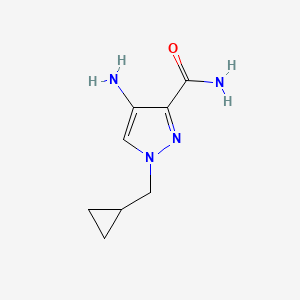 molecular formula C8H12N4O B13065309 4-Amino-1-(cyclopropylmethyl)-1H-pyrazole-3-carboxamide 