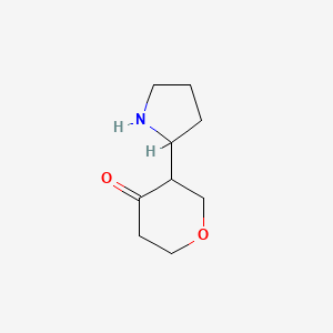 molecular formula C9H15NO2 B13065336 3-(Pyrrolidin-2-yl)oxan-4-one 