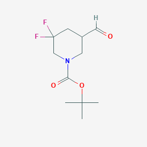 molecular formula C11H17F2NO3 B13065340 tert-Butyl 3,3-difluoro-5-formylpiperidine-1-carboxylate 