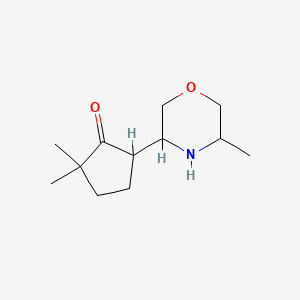 molecular formula C12H21NO2 B13065391 2,2-Dimethyl-5-(5-methylmorpholin-3-yl)cyclopentan-1-one 