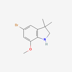 molecular formula C11H14BrNO B13065394 5-Bromo-7-methoxy-3,3-dimethyl-2,3-dihydro-1H-indole 