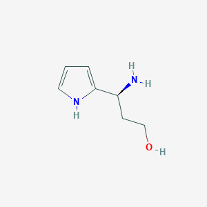 molecular formula C7H12N2O B13065412 (3S)-3-Amino-3-pyrrol-2-ylpropan-1-OL 