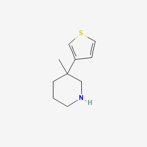 molecular formula C10H15NS B13065418 3-Methyl-3-(thiophen-3-yl)piperidine 