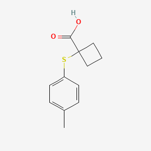 molecular formula C12H14O2S B13065455 1-(P-tolylthio)cyclobutane-1-carboxylic acid 