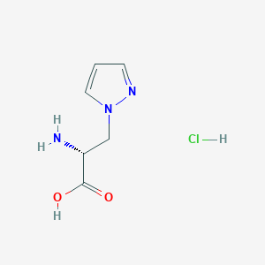 molecular formula C6H10ClN3O2 B13065499 (R)-2-Amino-3-(1H-pyrazol-1-yl)propanoicacidhydrochloride 