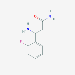 molecular formula C9H11FN2O B13065540 3-Amino-3-(2-fluorophenyl)propanamide 