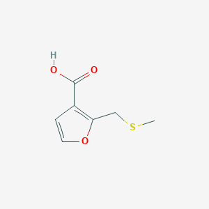 molecular formula C7H8O3S B13065579 2-((Methylthio)methyl)furan-3-carboxylic acid 