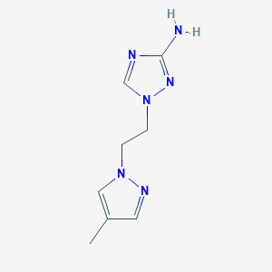 molecular formula C8H12N6 B13065603 1-[2-(4-Methyl-1H-pyrazol-1-yl)ethyl]-1H-1,2,4-triazol-3-amine 