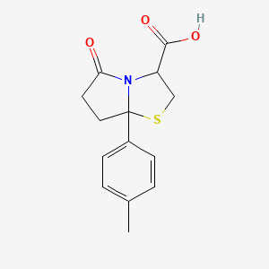 molecular formula C14H15NO3S B13065629 7a-(4-Methylphenyl)-5-oxohexahydropyrrolo[2,1-b][1,3]thiazole-3-carboxylic acid 