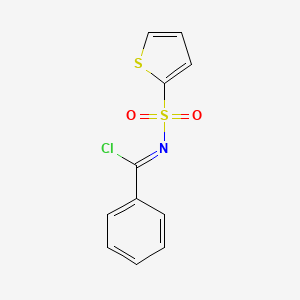 molecular formula C11H8ClNO2S2 B13065669 N-(Thiophene-2-sulfonyl)benzenecarbonimidoylchloride 