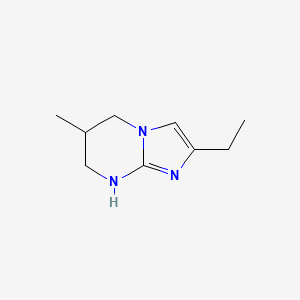 molecular formula C9H15N3 B13065683 2-Ethyl-6-methyl-5H,6H,7H,8H-imidazo[1,2-a]pyrimidine 