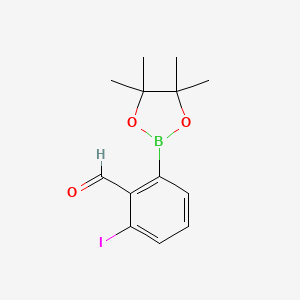 molecular formula C13H16BIO3 B13065775 2-Iodo-6-(4,4,5,5-tetramethyl-1,3,2-dioxaborolan-2-yl)benzaldehyde 