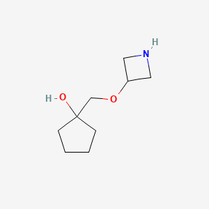 molecular formula C9H17NO2 B13065805 1-[(Azetidin-3-yloxy)methyl]cyclopentan-1-ol 