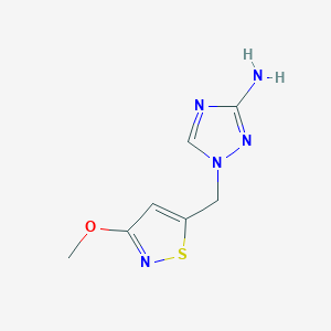 molecular formula C7H9N5OS B13065872 1-[(3-Methoxy-1,2-thiazol-5-yl)methyl]-1H-1,2,4-triazol-3-amine 