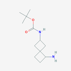 molecular formula C12H22N2O2 B13065945 tert-ButylN-{5-aminospiro[3.3]heptan-2-yl}carbamate 