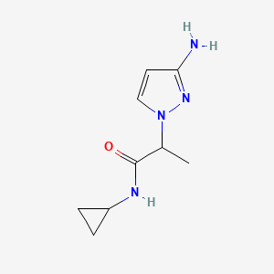 molecular formula C9H14N4O B13065999 2-(3-amino-1H-pyrazol-1-yl)-N-cyclopropylpropanamide 