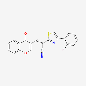 molecular formula C21H11FN2O2S B1306600 2-[4-(2-fluorophenyl)-1,3-thiazol-2-yl]-3-(4-oxo-4H-chromen-3-yl)acrylonitrile 