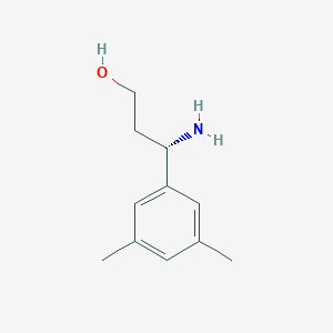 molecular formula C11H17NO B13066007 (3S)-3-amino-3-(3,5-dimethylphenyl)propan-1-ol 