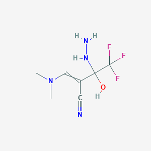 molecular formula C7H11F3N4O B1306605 (E)-3-(dimethylamino)-2-(2,2,2-trifluoro-1-hydrazino-1-hydroxyethyl)-2-propenenitrile 