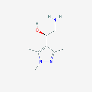 molecular formula C8H15N3O B13066054 (1R)-2-amino-1-(trimethyl-1H-pyrazol-4-yl)ethan-1-ol 