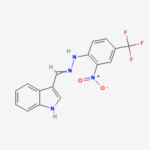 molecular formula C16H11F3N4O2 B1306607 1H-indole-3-carbaldehyde N-[2-nitro-4-(trifluoromethyl)phenyl]hydrazone 
