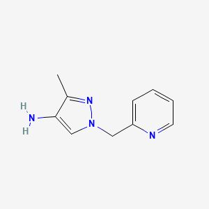 molecular formula C10H12N4 B13066074 3-Methyl-1-(pyridin-2-ylmethyl)-1h-pyrazol-4-amine 