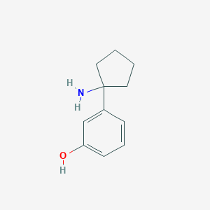 molecular formula C11H15NO B13066076 3-(1-Aminocyclopentyl)phenol 