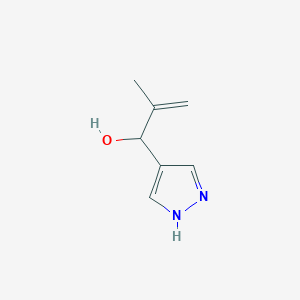 molecular formula C7H10N2O B13066105 2-Methyl-1-(1H-pyrazol-4-yl)prop-2-en-1-ol 