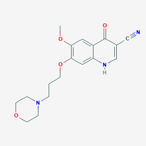 molecular formula C18H21N3O4 B13066111 3-Quinolinecarbonitrile, 1,4-dihydro-6-methoxy-7-[3-(4-morpholinyl)propoxy]-4-oxo- 