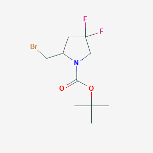 molecular formula C10H16BrF2NO2 B13066118 tert-Butyl 2-(bromomethyl)-4,4-difluoropyrrolidine-1-carboxylate 