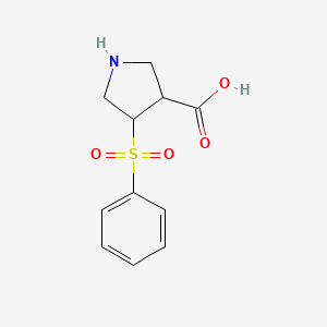 molecular formula C11H13NO4S B13066135 4-(Benzenesulfonyl)pyrrolidine-3-carboxylic acid 