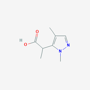 molecular formula C8H12N2O2 B13066136 2-(1,4-Dimethyl-1H-pyrazol-5-yl)propanoic acid 