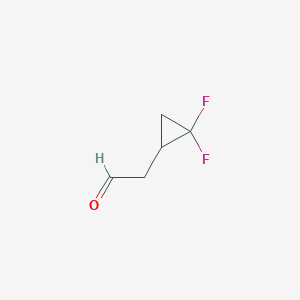 molecular formula C5H6F2O B13066152 Cyclopropaneacetaldehyde, 2,2-difluoro- 