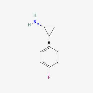 molecular formula C9H10FN B13066197 Cis-2-(4-fluorophenyl)cyclopropan-1-amine 