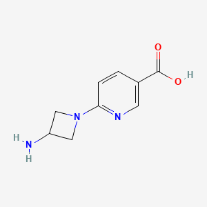 molecular formula C9H11N3O2 B13066262 6-(3-Aminoazetidin-1-yl)pyridine-3-carboxylic acid 