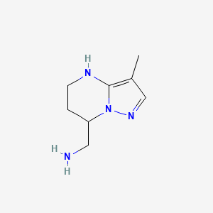 molecular formula C8H14N4 B13066297 {3-methyl-4H,5H,6H,7H-pyrazolo[1,5-a]pyrimidin-7-yl}methanamine 