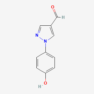 molecular formula C10H8N2O2 B13066392 1-(4-Hydroxyphenyl)-1H-pyrazole-4-carbaldehyde 