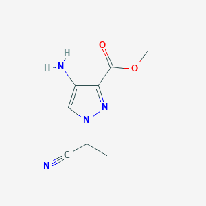 molecular formula C8H10N4O2 B13066399 Methyl 4-amino-1-(1-cyanoethyl)-1H-pyrazole-3-carboxylate 