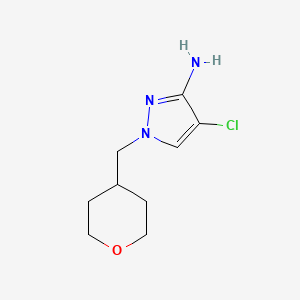 molecular formula C9H14ClN3O B13066443 4-Chloro-1-[(oxan-4-yl)methyl]-1H-pyrazol-3-amine 