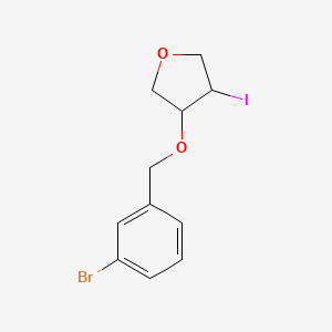 molecular formula C11H12BrIO2 B13066462 3-[(3-Bromophenyl)methoxy]-4-iodooxolane 