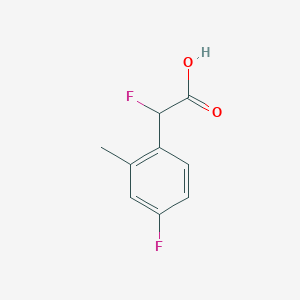 molecular formula C9H8F2O2 B13066509 2-Fluoro-2-(4-fluoro-2-methylphenyl)acetic acid 