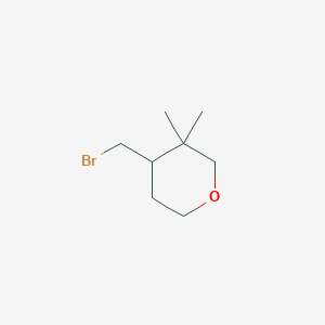 molecular formula C8H15BrO B13066523 4-(Bromomethyl)-3,3-dimethyltetrahydro-2H-pyran 