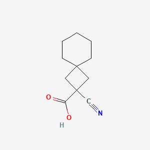 molecular formula C11H15NO2 B13066531 2-Cyanospiro[3.5]nonane-2-carboxylic acid 