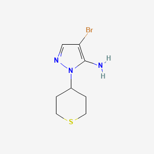 molecular formula C8H12BrN3S B13066595 4-bromo-1-(thian-4-yl)-1H-pyrazol-5-amine 