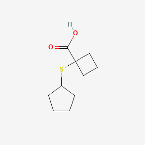 molecular formula C10H16O2S B13066610 1-(Cyclopentylsulfanyl)cyclobutane-1-carboxylic acid 