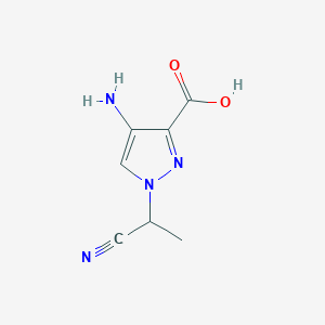 molecular formula C7H8N4O2 B13066636 4-Amino-1-(1-cyanoethyl)-1H-pyrazole-3-carboxylic acid 