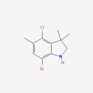 molecular formula C11H13BrClN B13066681 7-bromo-4-chloro-3,3,5-trimethyl-2,3-dihydro-1H-indole 