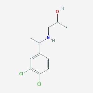 molecular formula C11H15Cl2NO B13066729 1-{[1-(3,4-Dichlorophenyl)ethyl]amino}propan-2-ol 